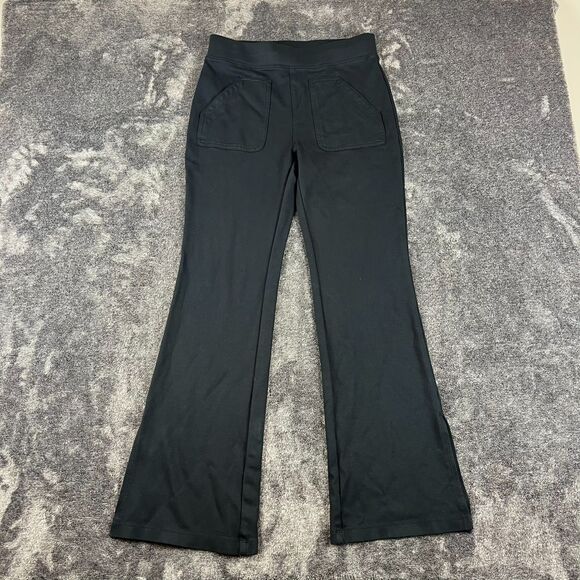 Maeve Anthropologie Ponte Knit Flare Split Ankle Pants Pull On Black Women's S - Picture 1 of 13